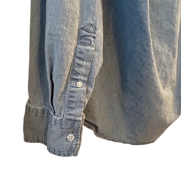 J.Crew Men's Denim Shirt M tall Blue Long Sleeve Button-Up Classic Fit - Picture 8 of 12